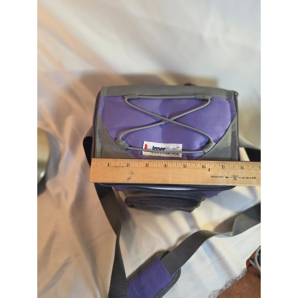 Inner Zero Degrees Insulated Cooler Bag Purple Grey Soft Sided Lunch Travel Tote
